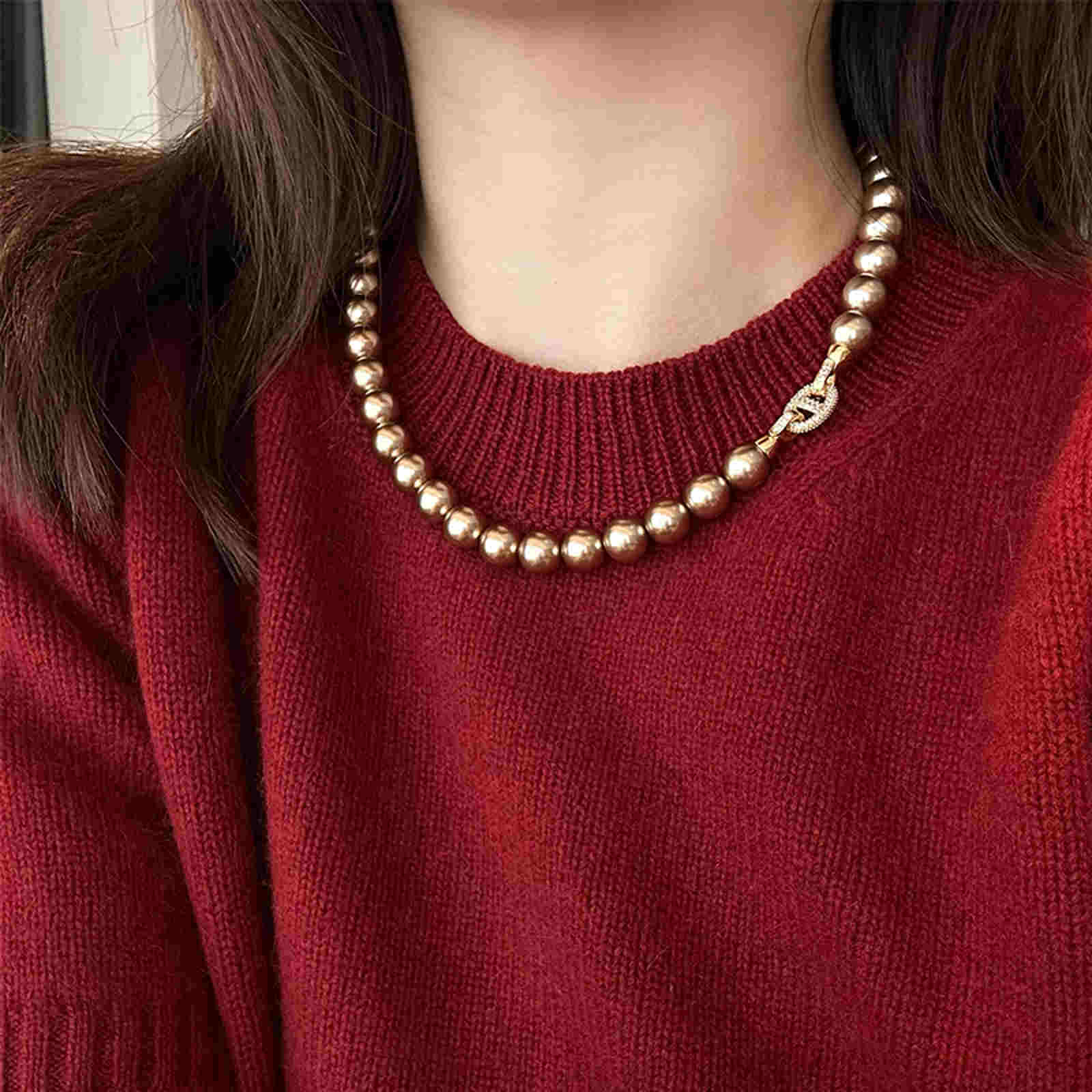 10mm High Luster Shell Pearl Necklace White Gray Mocha Necklace with Luxury Clasp