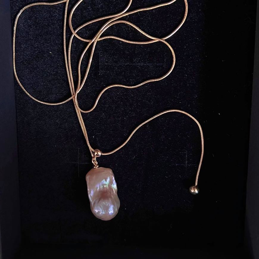 Super Big AAA Freshwater Baroque Pearl Necklace Chain 78cm Long Real Pearl Chain for Dress and Sweater (13-18mm Pearl)