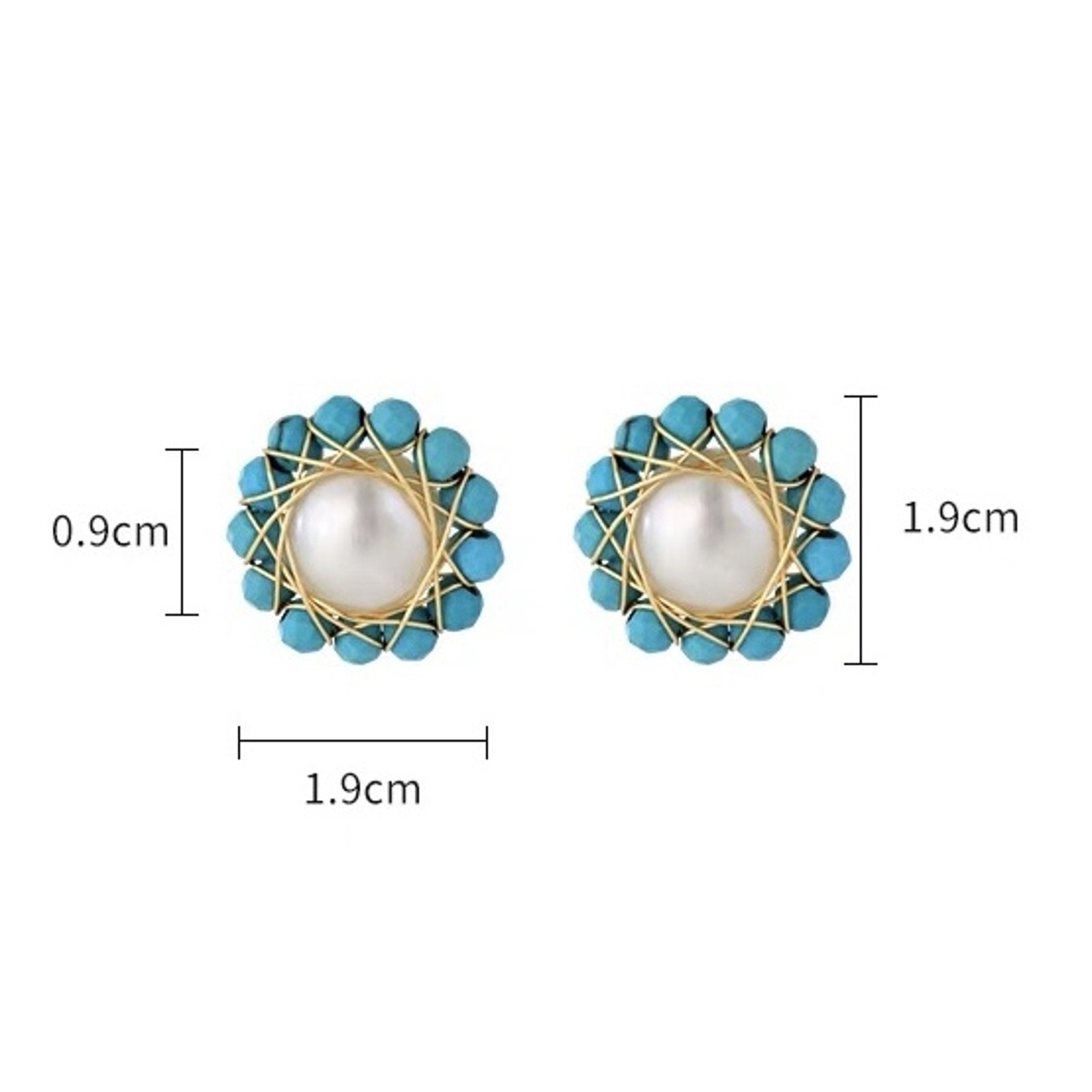 AAA Freshwater Pearl Earrings | Sunflower Design Real Pearl Stud Earrings with Stones (8-9mm)