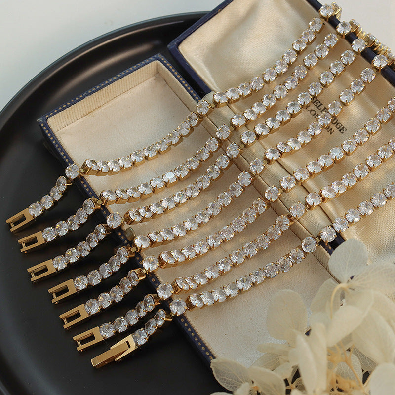 Tennis Bracelet Cubic Titanium Crystal Bracelets In 18K Gold Plated