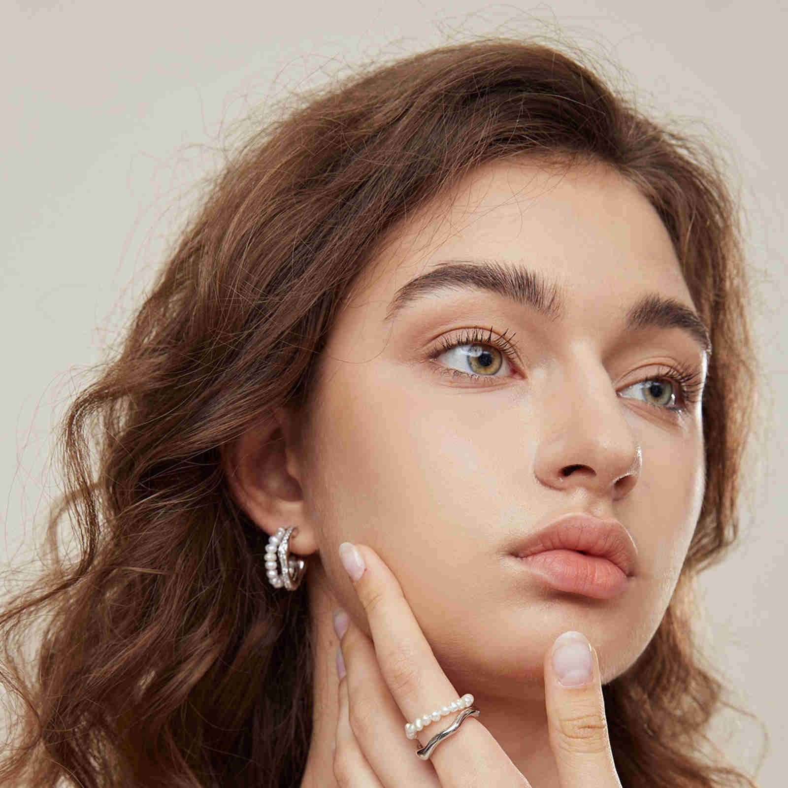 Pearl Hoop Earrings | Gold and Silver Diamond Hoop Earrings | Irregular Hoop Earrings for Women