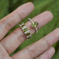 Adjustable Peridot Rings Oliver Green Peridot Stone Silver Open Rings