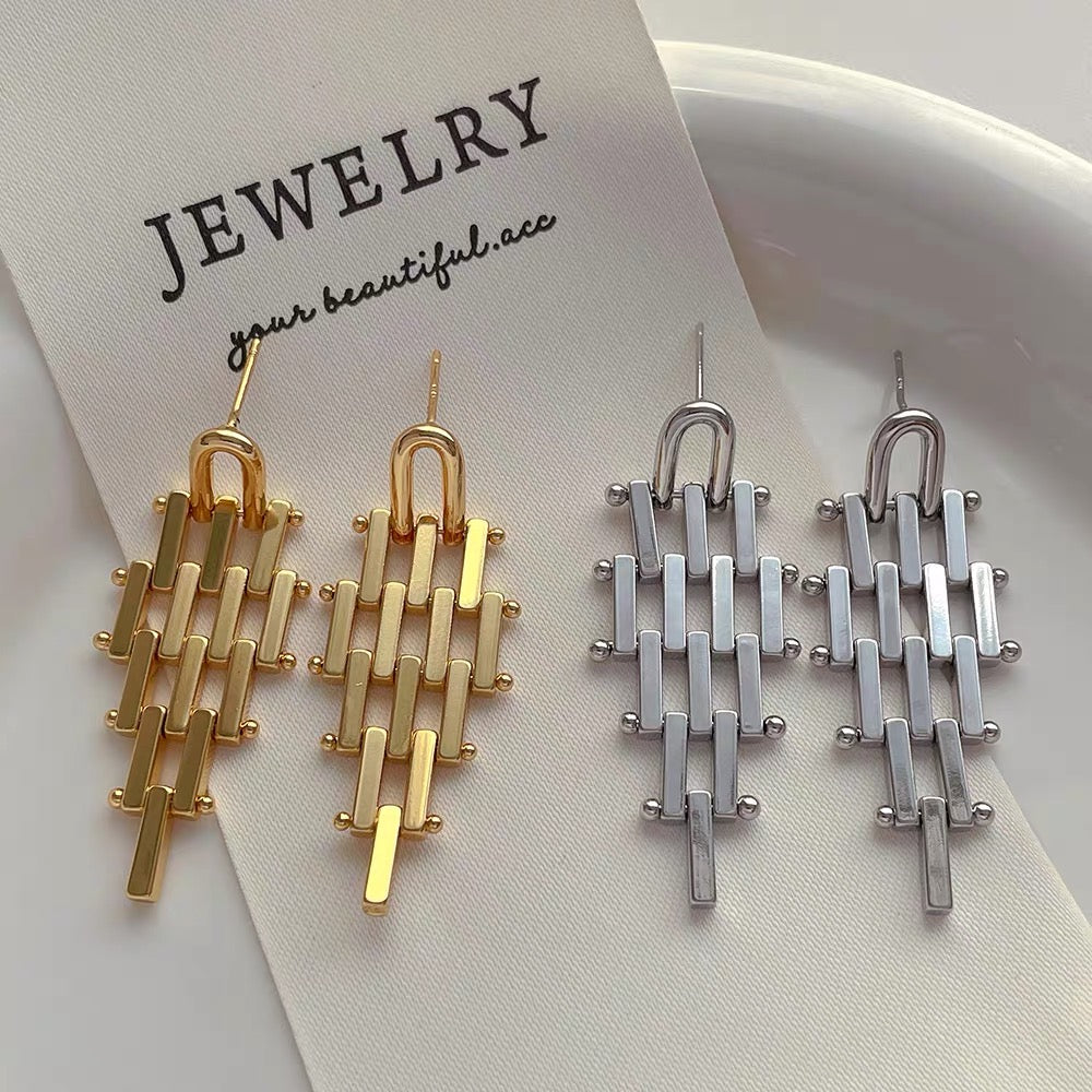 Gold and Silver Tassel Earrings Luxury Dangling Earrings with S925 Silver Pin