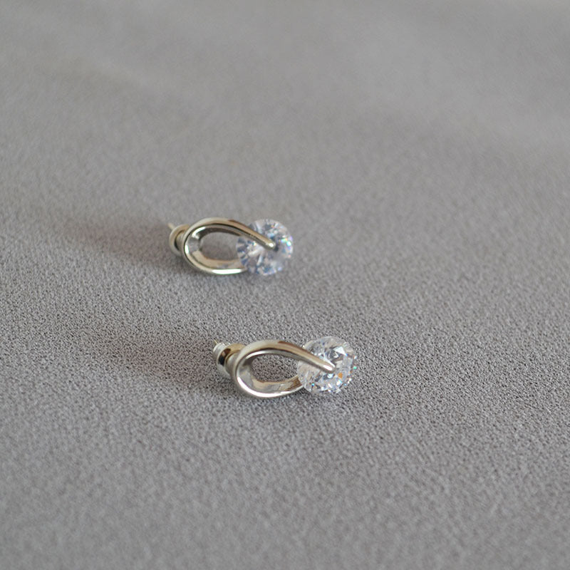 Petite Crystal Drop Earrings Gold and Silver Hoop Stud Earrings with Silver Pin