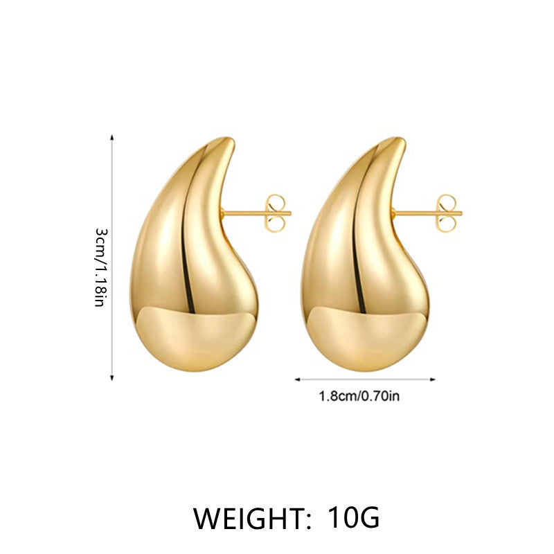 Big Gold and Silver Chunky Hoop Earrings Teardrop Huggie Earrings with S925 Silver Pin