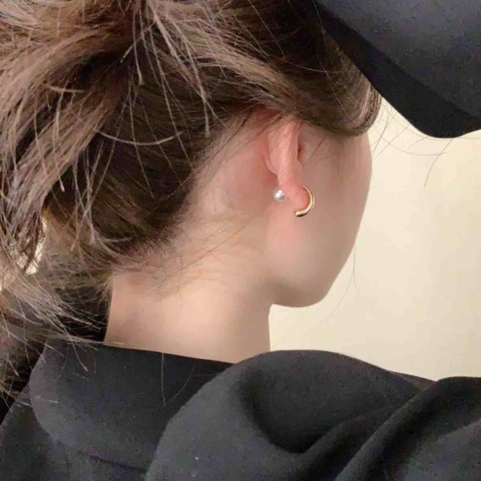 2-Way to Wear Gold Hoop and Pearl Earrings with Silver Pin