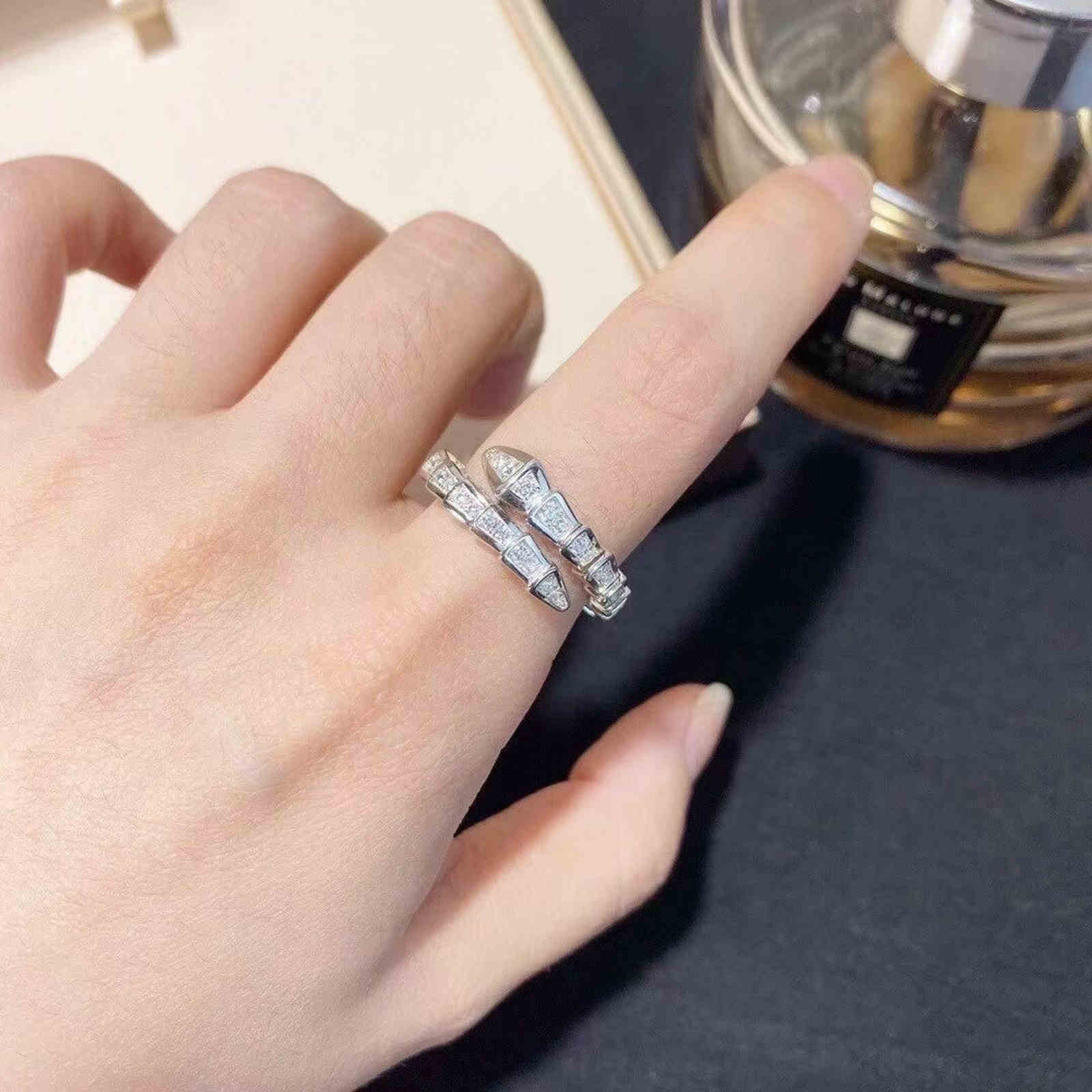 Diamond Snake Rings Gold and Silver Plated Crystal Open Ring Size Adjustable