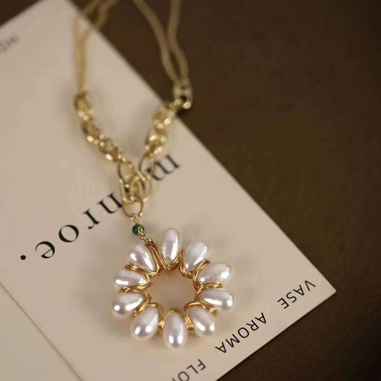 Long Chain AAAA Freshwater Pearl Pendant Necklace High Luster Big Real Pearl Necklace 14K Gold Plated Chain