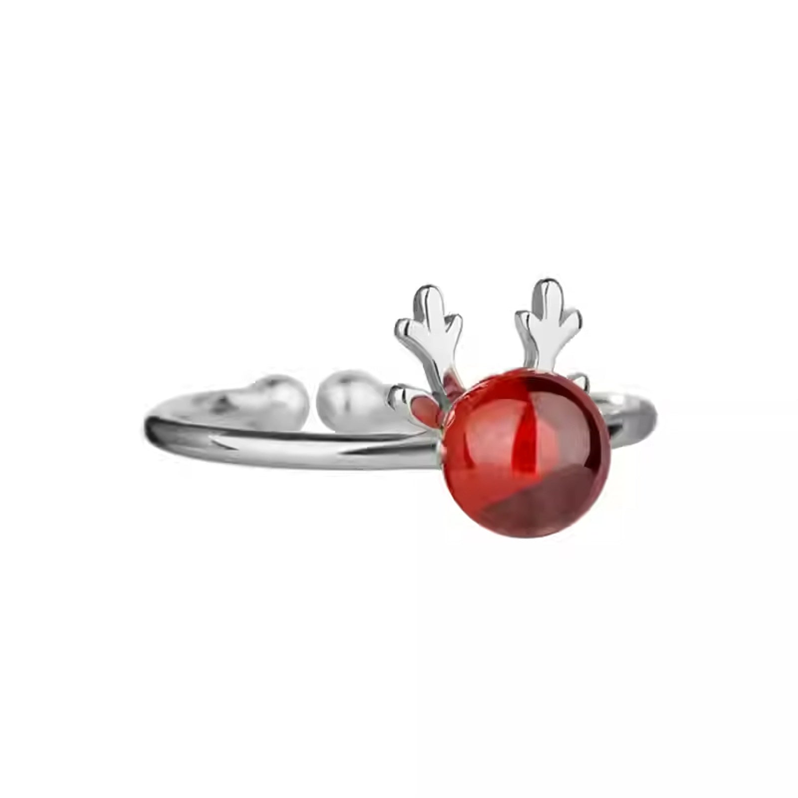 Designed Christmas Rings Red Bowknot Deer Xmas Tree Gold and Silver Rings Adjustable