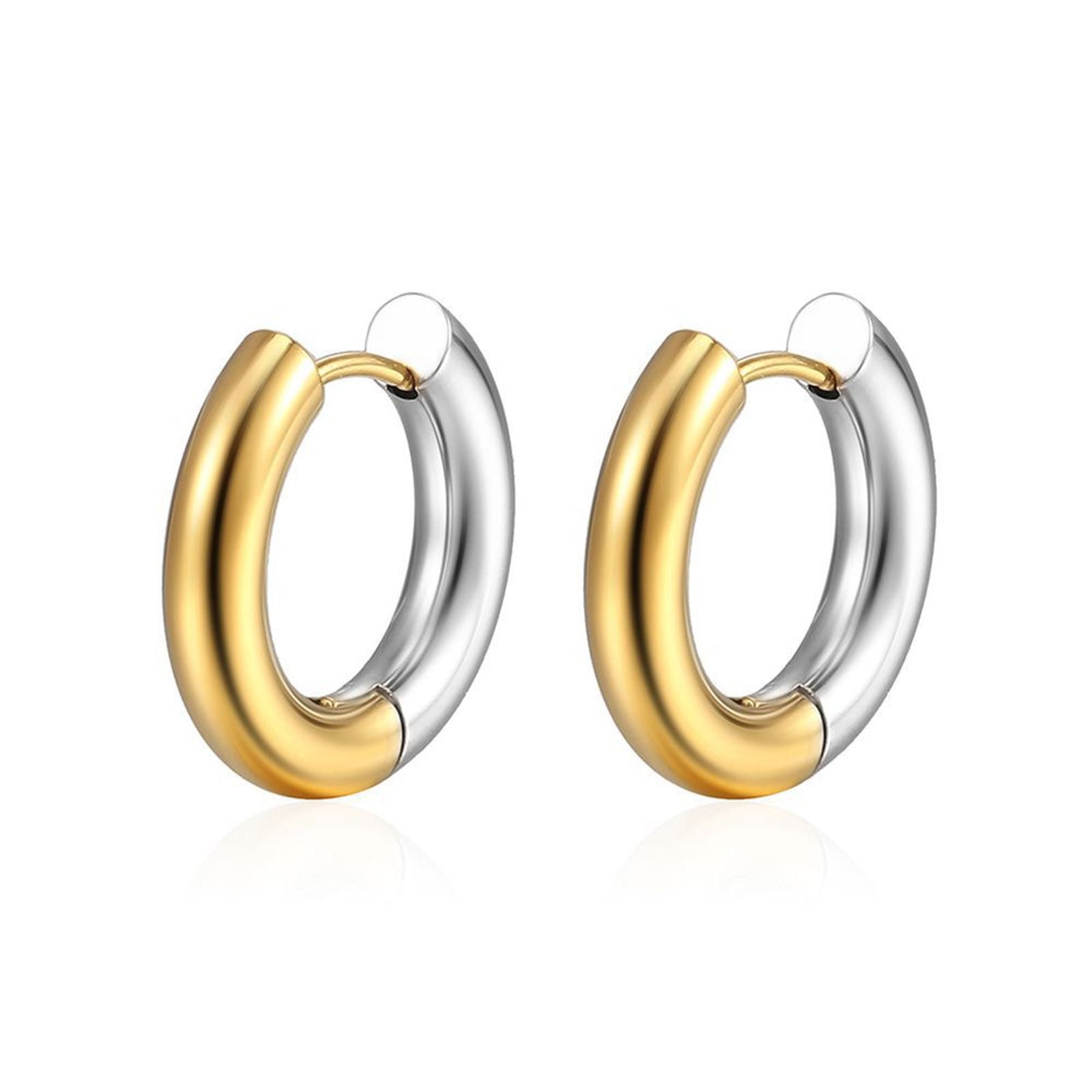 Gold Silver Hoop Earrings Silver Chunky Earrings S925 Silver Pin For Men and Women