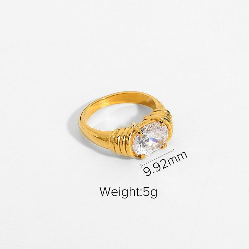 Zircon Rings Pearl and Natural Stone Ring 14K Gold Plated