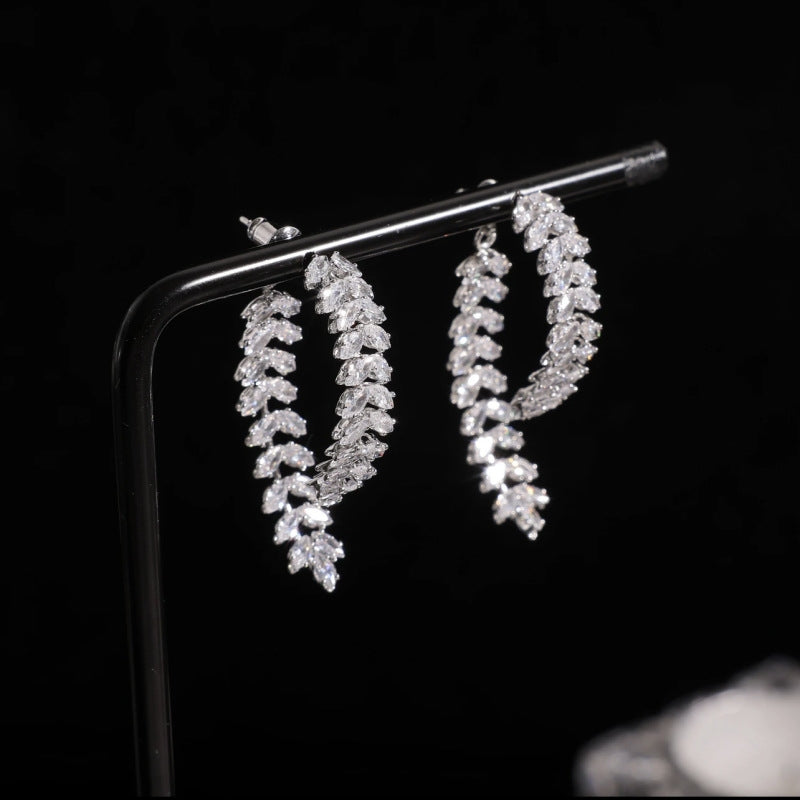 Crystal Front-Back Dangling Earring Jackets Silver Zircon Earrings Silver Pin 3 Styles
