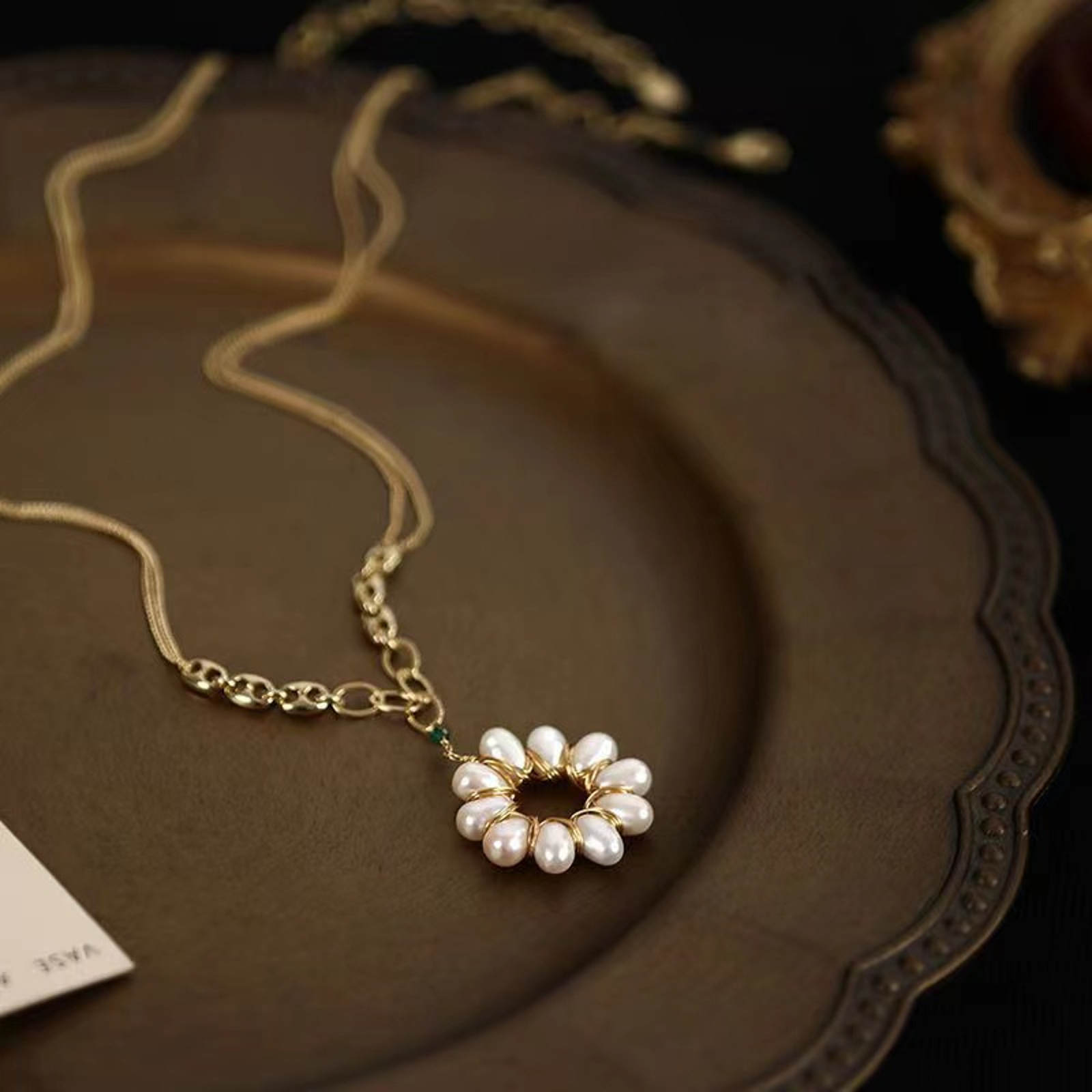 Long Chain AAAA Freshwater Pearl Pendant Necklace High Luster Big Real Pearl Necklace 14K Gold Plated Chain