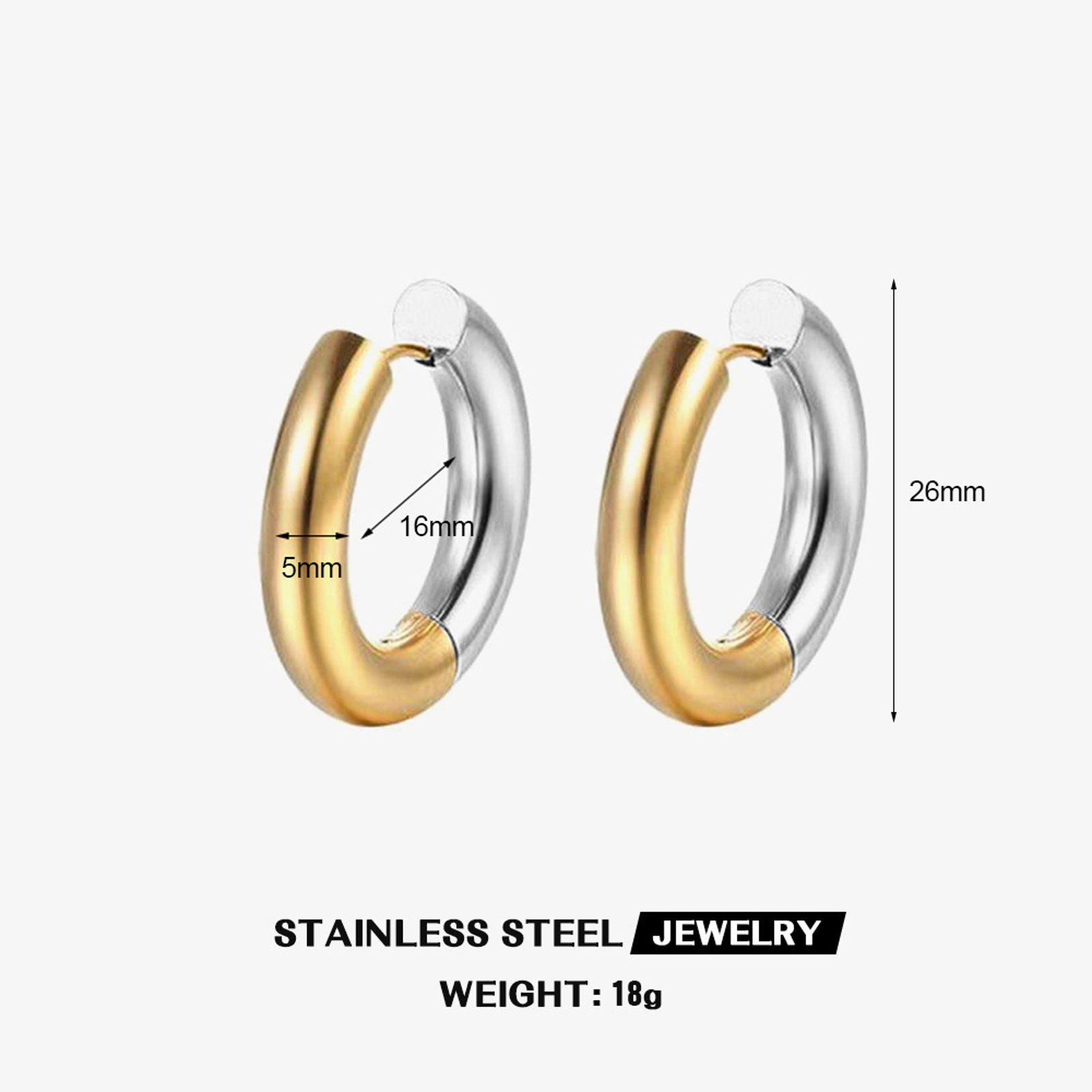 Gold Silver Hoop Earrings Silver Chunky Earrings S925 Silver Pin For Men and Women