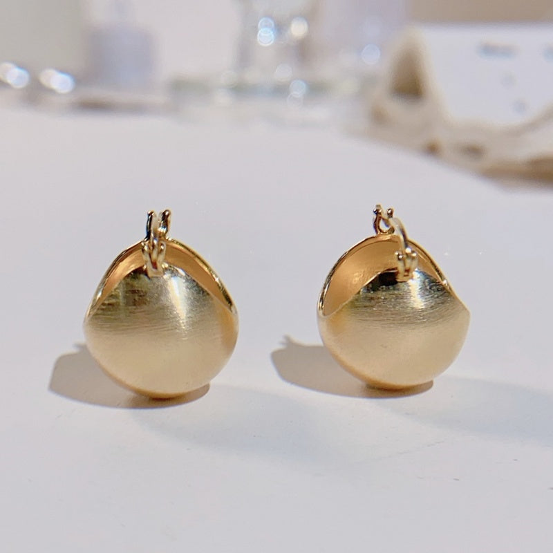 Pendientes Huggie de bola de oro | Pendientes de aro con cúpula de oro y plata | Pendientes de aro gruesos