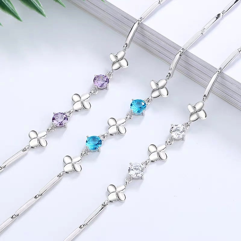 Ice Blue Crystal and S925 Silver Bracelet 3 Color Available