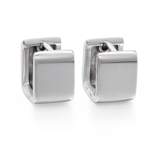 Suqare Hoop Earrings Gold and Silver Thick Wide Band Huggie Earrings for Men