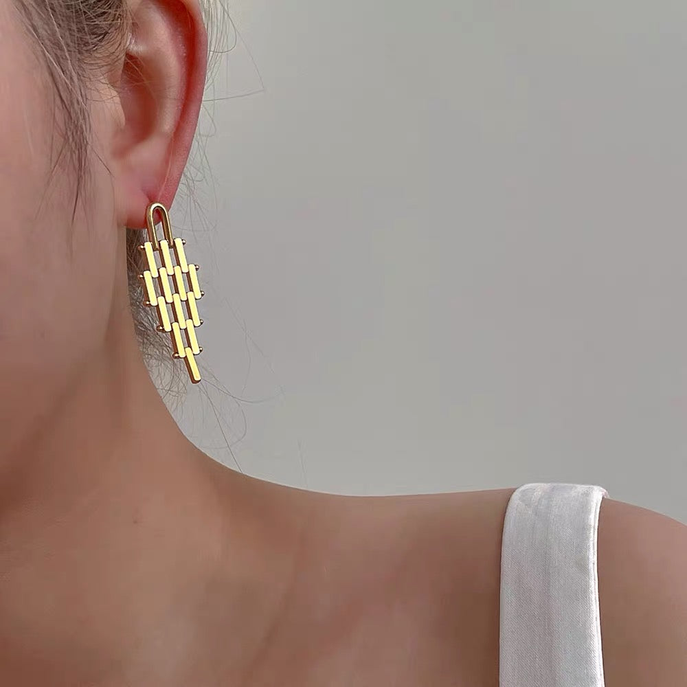 Gold and Silver Tassel Earrings Luxury Dangling Earrings with S925 Silver Pin