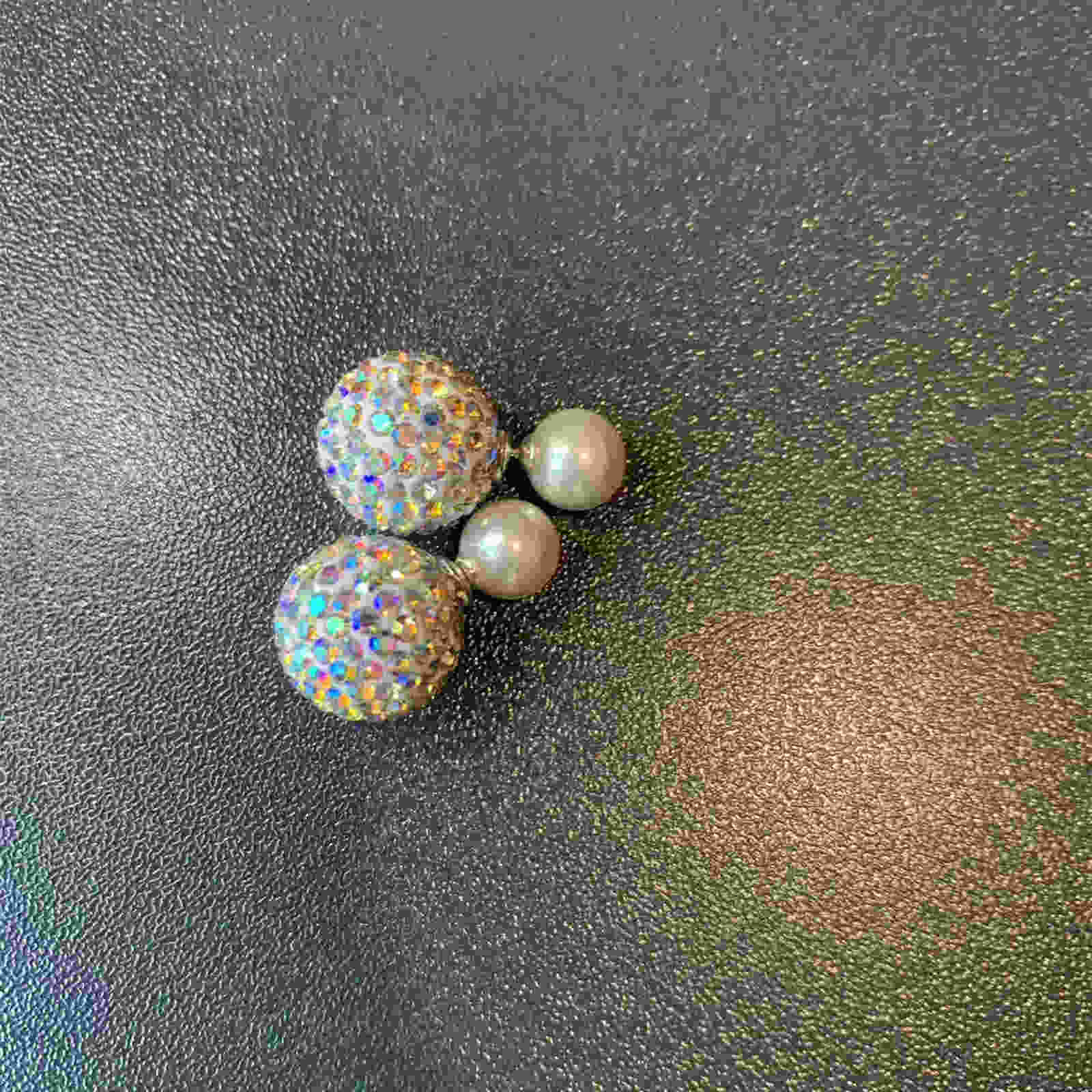 Double Sided Earring Studs Bling Crystal Ball Zircon Stud Earrings with S925 Silver Pin