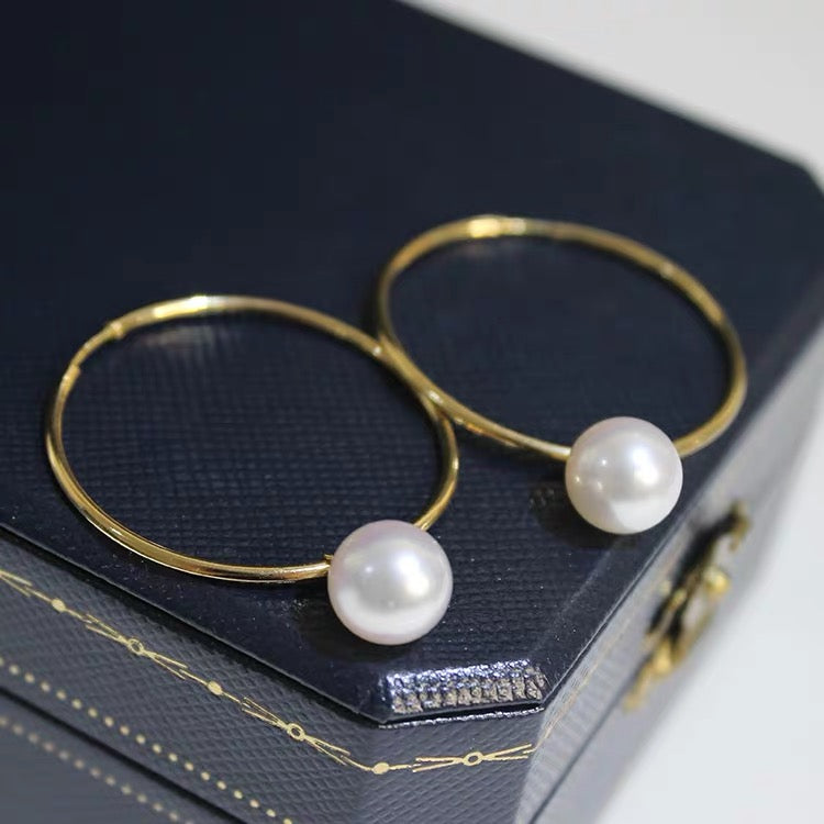 Big Hoop Earrings with Pearl Drop Gold And Silver Hoop Pearl Earrings Silver Pin
