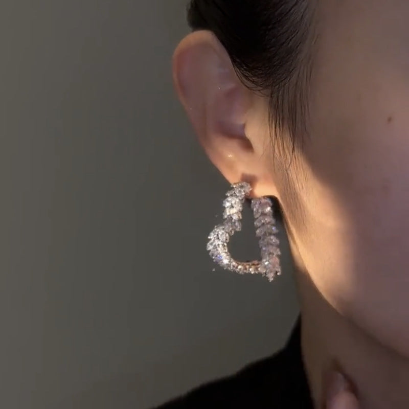 Crystal Front-Back Dangling Earring Jackets Silver Zircon Earrings Silver Pin 3 Styles