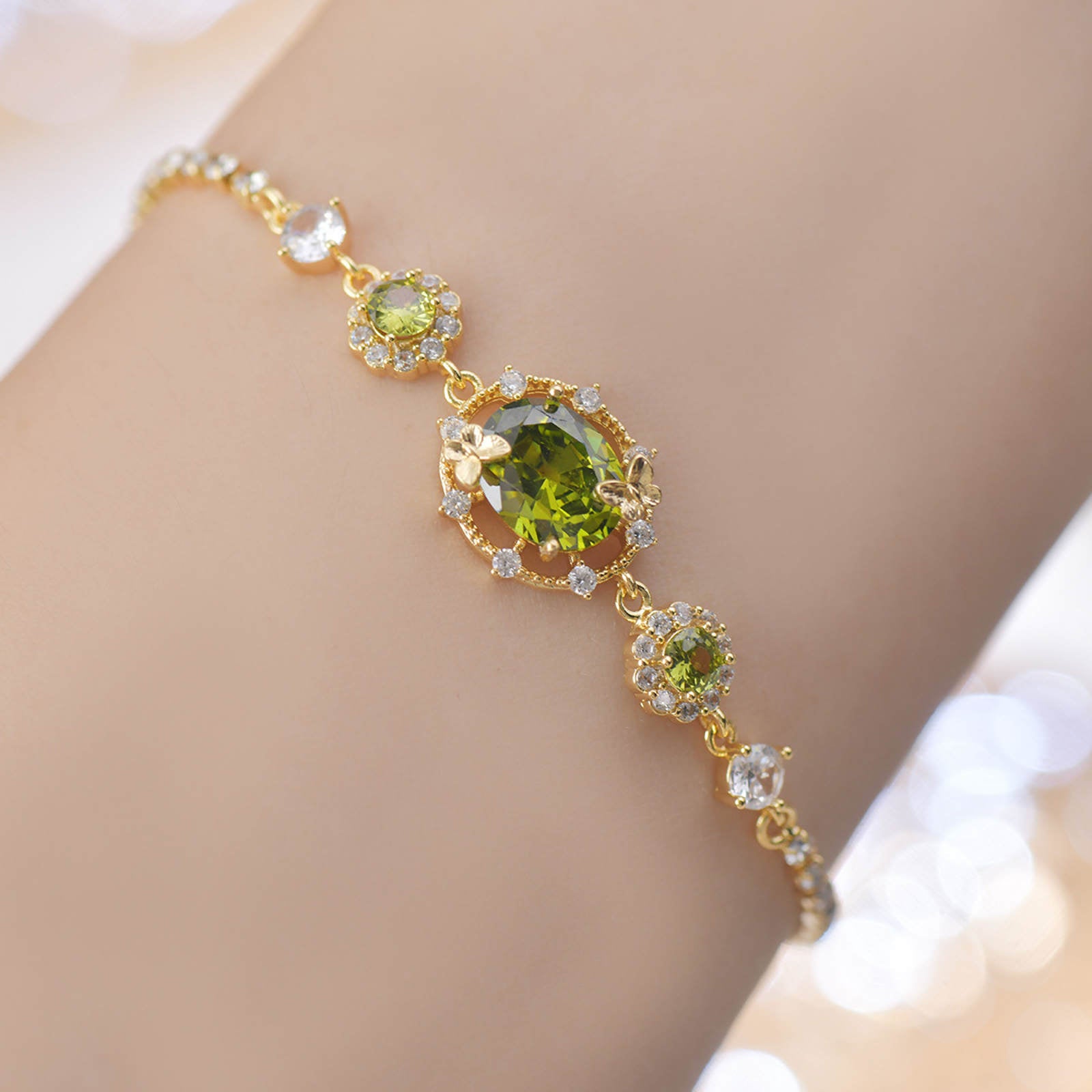 Peridot Stone Jewelry Set Peridot Earrings Bracelet Necklace and Rings Olivine Stone Jewelry