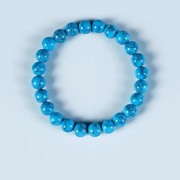 Natural Turquoise Stone Bracelet 8mm Pierreturqoise Bead Stone Bracelet with Elastic Size