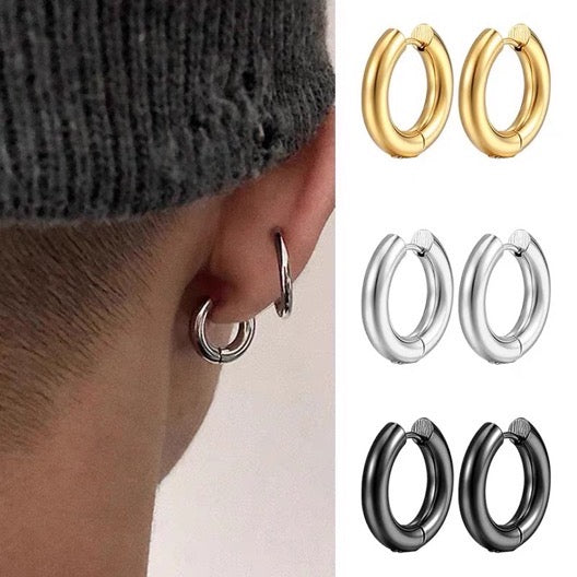 Gold Silver Hoop Earrings Silver Chunky Earrings S925 Silver Pin For Men and Women