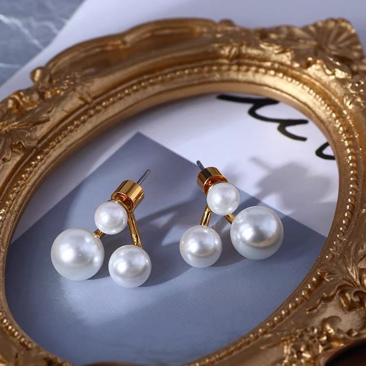 3 Pearl Earring Studs Petite Freshwater White Janpan Pearl Stud Earrings with S925 Silver Pin