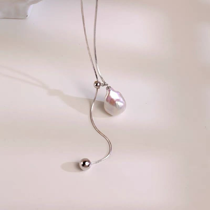 Super Big AAA Freshwater Baroque Pearl Necklace Chain 78cm Long Real Pearl Chain for Dress and Sweater (13-18mm Pearl)
