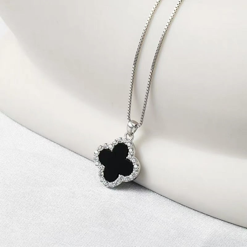 Four Leaf Clover Necklace 14K Gold Plated Chain Green Black Red White Clover Available