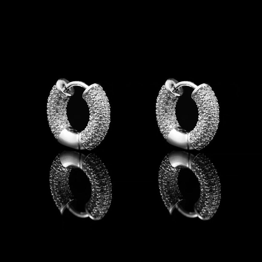 Chunky Hoop Earrings for Men Huggie Diamond Hip-Hop Earrings in Gold Silver and Rose Gold