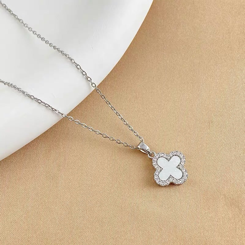 Four Leaf Clover Necklace 14K Gold Plated Chain Green Black Red White Clover Available
