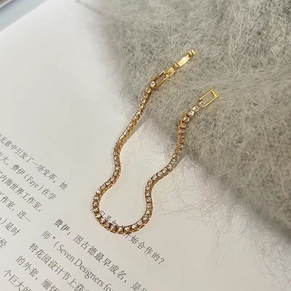 Super Shiny Diamond Bracelet Gold and Silver Tennis Bracelet with Silver Clasp 17cm for Women and Men