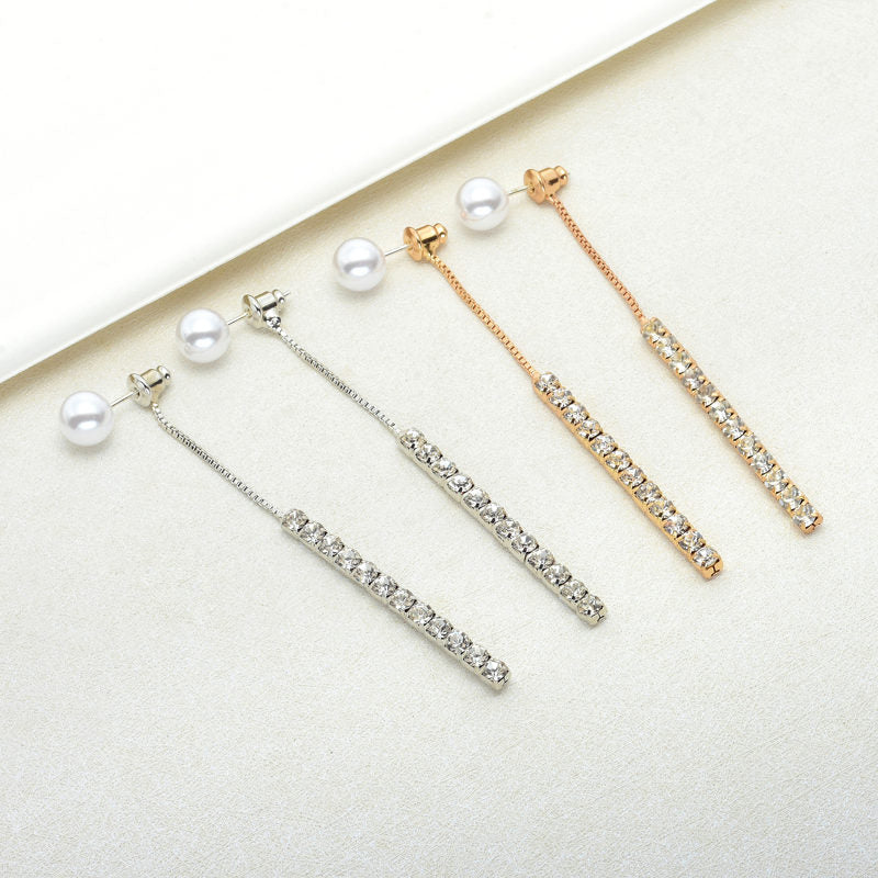 Pendientes colgantes de perlas | Pendientes colgantes de diamantes | Pendientes colgantes para mujer