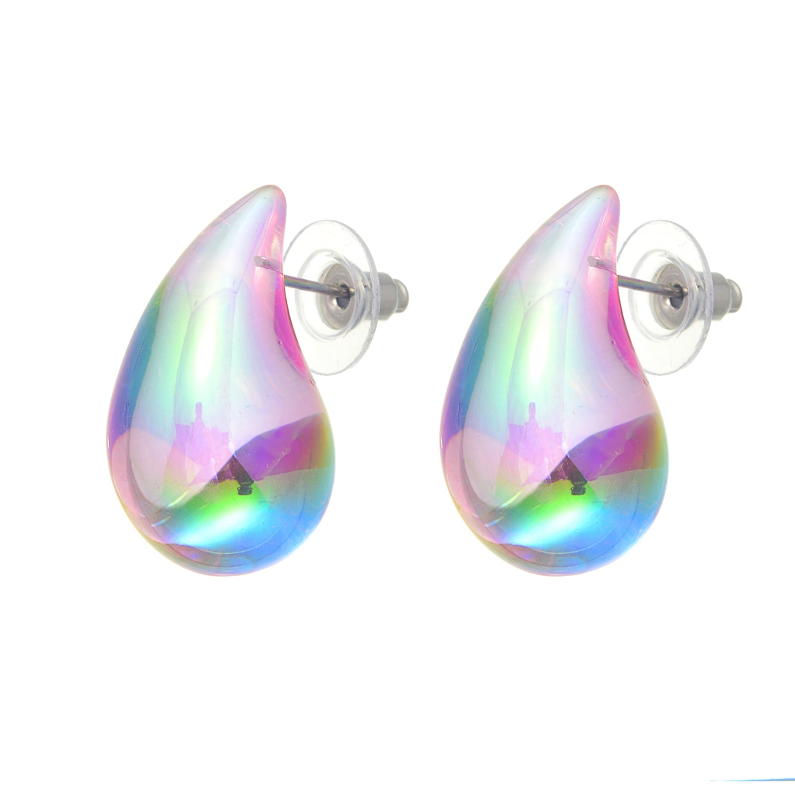 Big Gold and Silver Chunky Hoop Earrings Teardrop Huggie Earrings with S925 Silver Pin