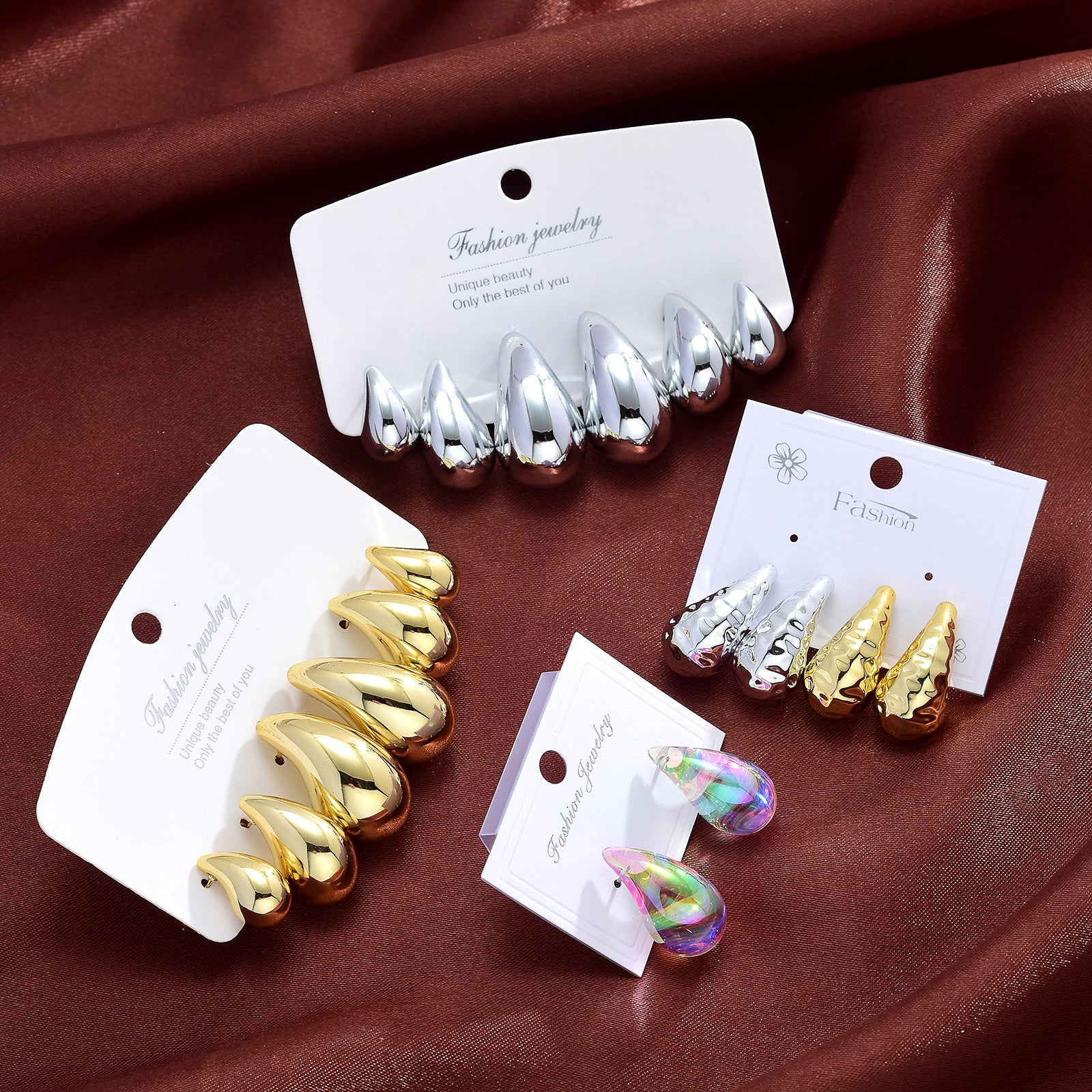 Pendientes de aro gruesos de oro y plata grandes Pendientes Huggie en forma de lágrima con pasador de plata S925