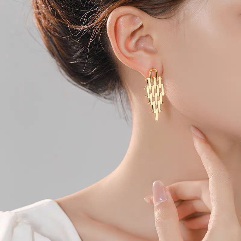 Gold and Silver Tassel Earrings Luxury Dangling Earrings with S925 Silver Pin