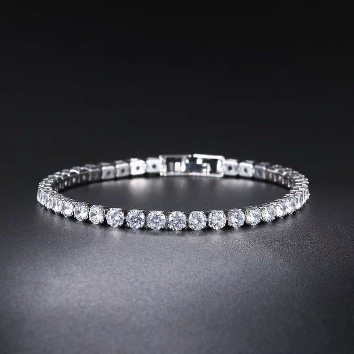 Super Shiny Diamond Bracelet Gold and Silver Tennis Bracelet with Silver Clasp 17cm for Women and Men