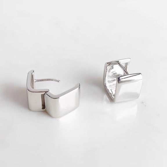 Suqare Hoop Earrings Gold and Silver Thick Wide Band Huggie Earrings for Men