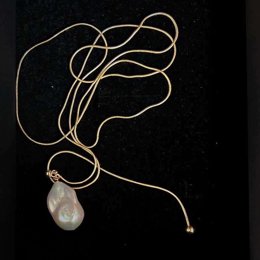 Super Big AAA Freshwater Baroque Pearl Necklace Chain 78cm Long Real Pearl Chain for Dress and Sweater (13-18mm Pearl)