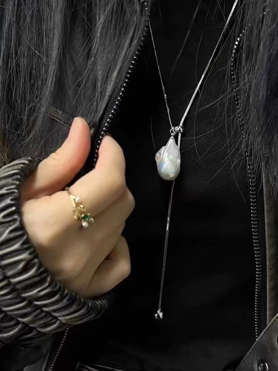 Super Big AAA Freshwater Baroque Pearl Necklace Chain 78cm Long Real Pearl Chain for Dress and Sweater (13-18mm Pearl)