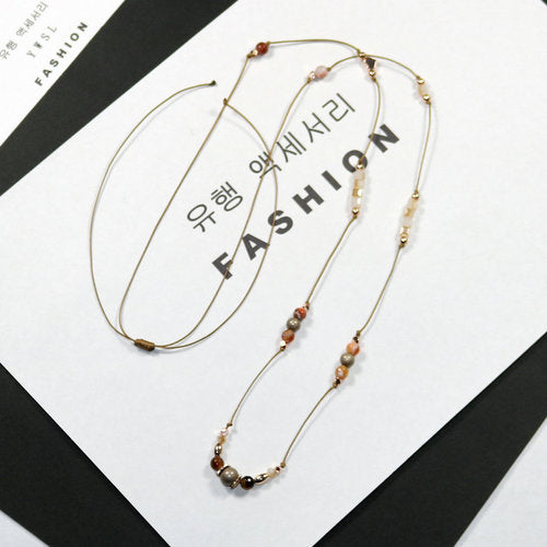 Special Deal Sweater Chain Natural Stone and Rope Necklace Length Adjustable