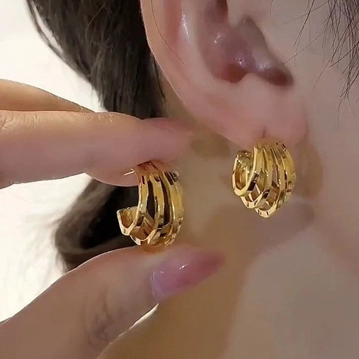 Pendientes de aro chapados en oro de 18 quilates Aro de oreja de garra fina en oro y plata con pasador de plata S925