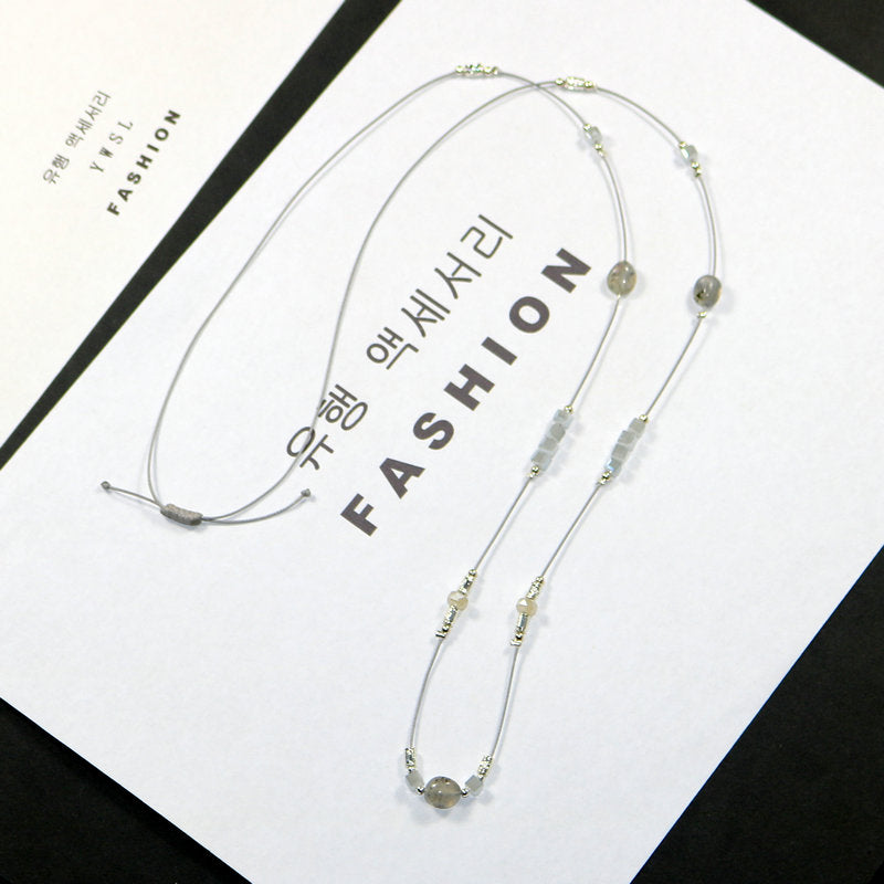 Special Deal Sweater Chain Natural Stone and Rope Necklace Length Adjustable