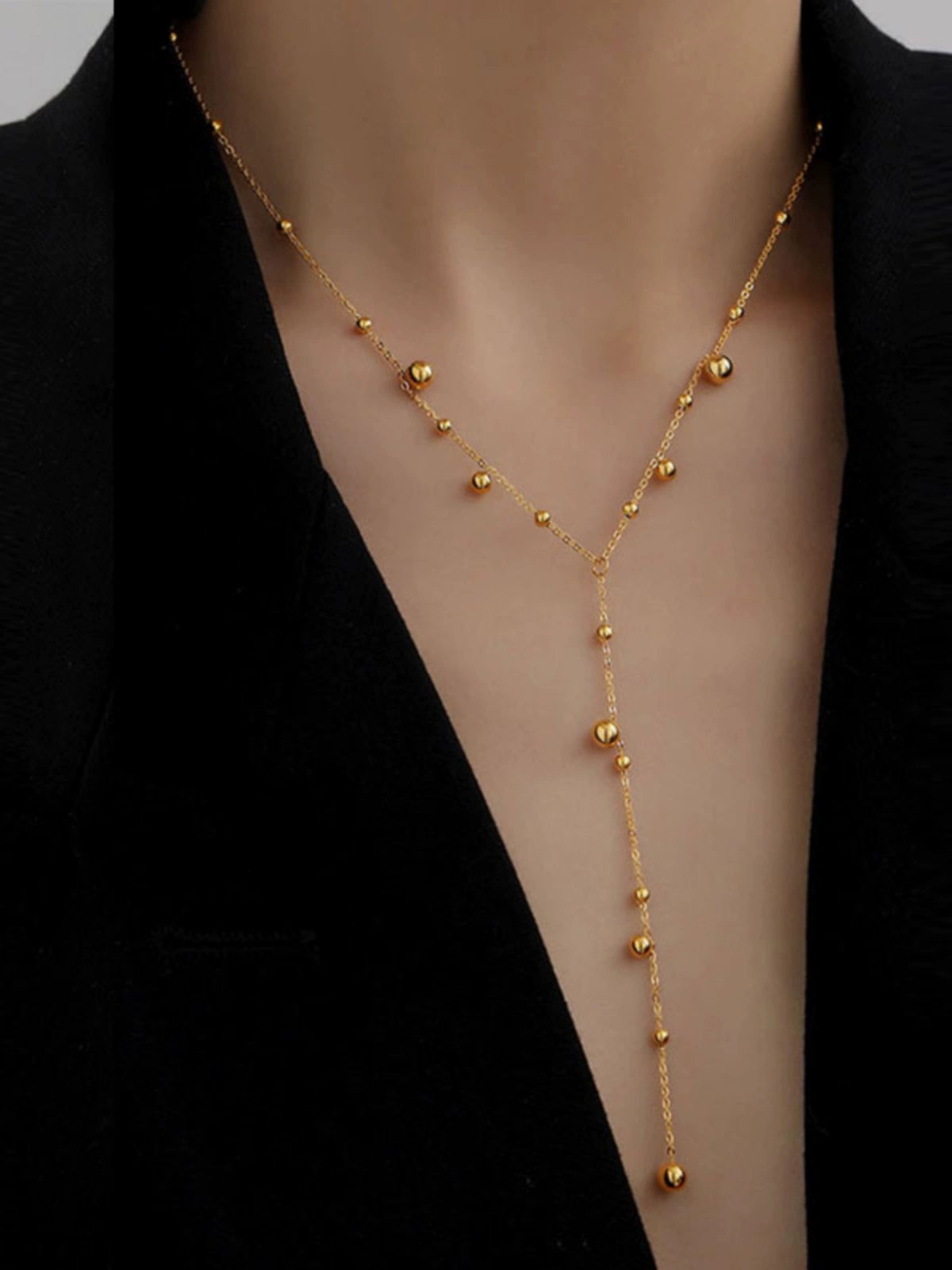 Gold and Silver Beads Necklace Chain Elegant Dress Chain 18K Gold Plated