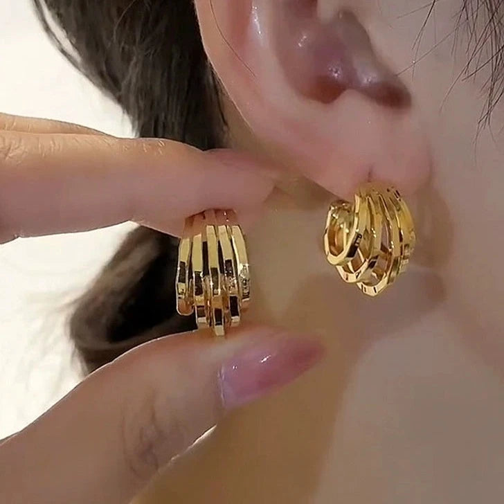 Pendientes de aro chapados en oro de 18 quilates Aro de oreja de garra fina en oro y plata con pasador de plata S925