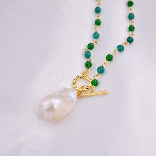 Luxury Sweater Chain with AAA Real Baroque Pearl Pendant 92cm Natural Stone Chain