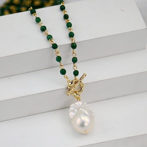 Luxury Sweater Chain with AAA Real Baroque Pearl Pendant 92cm Natural Stone Chain