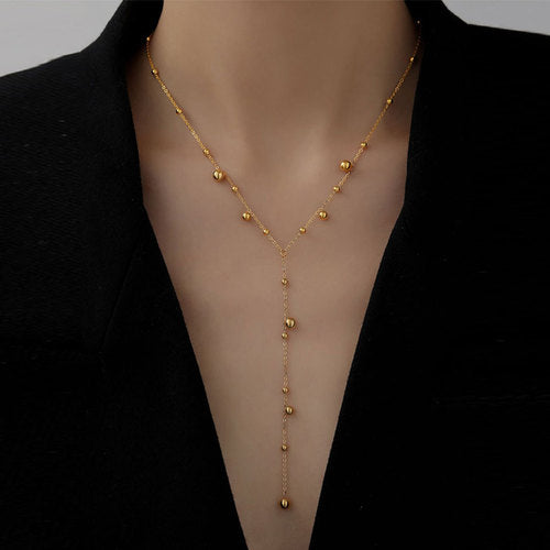Gold and Silver Beads Necklace Chain Elegant Dress Chain 18K Gold Plated